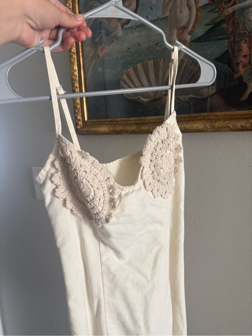 Cream Crochet-Trim mini dress